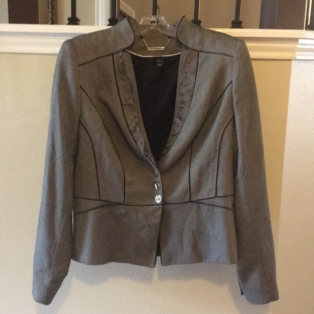 WHBM gray and white peppered blazer